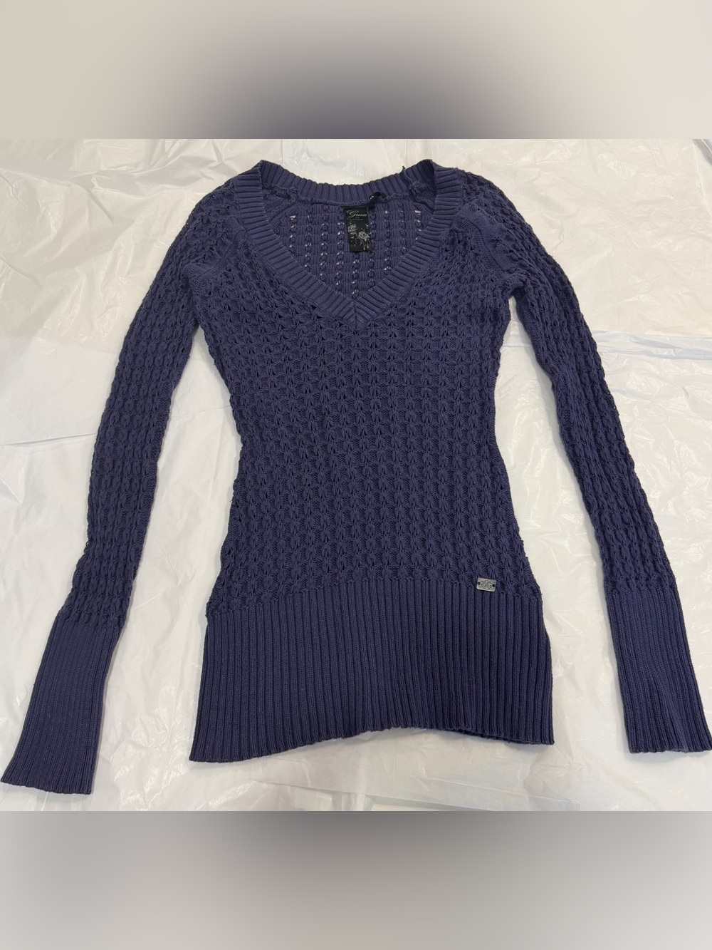 GUESS Open Stitch V- neck Sweater